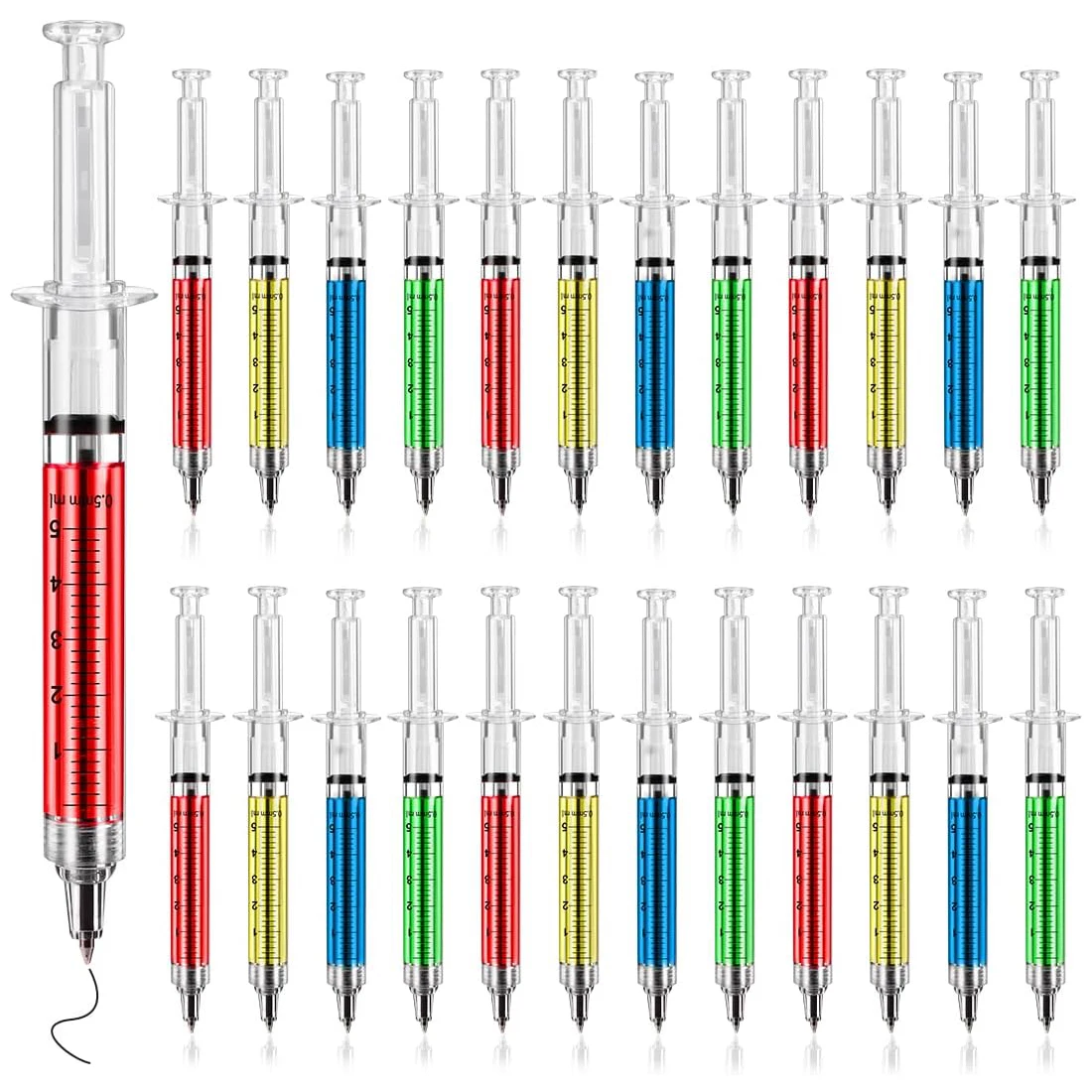 12 ชิ้นเข็มฉีดยาปากกา, Retractable สนุกหลายสีปากกาแปลกใหม่สําหรับพยาบาล, เขียนหมึกสีดํา, พยาบาลนักเรียนโรงเรียน