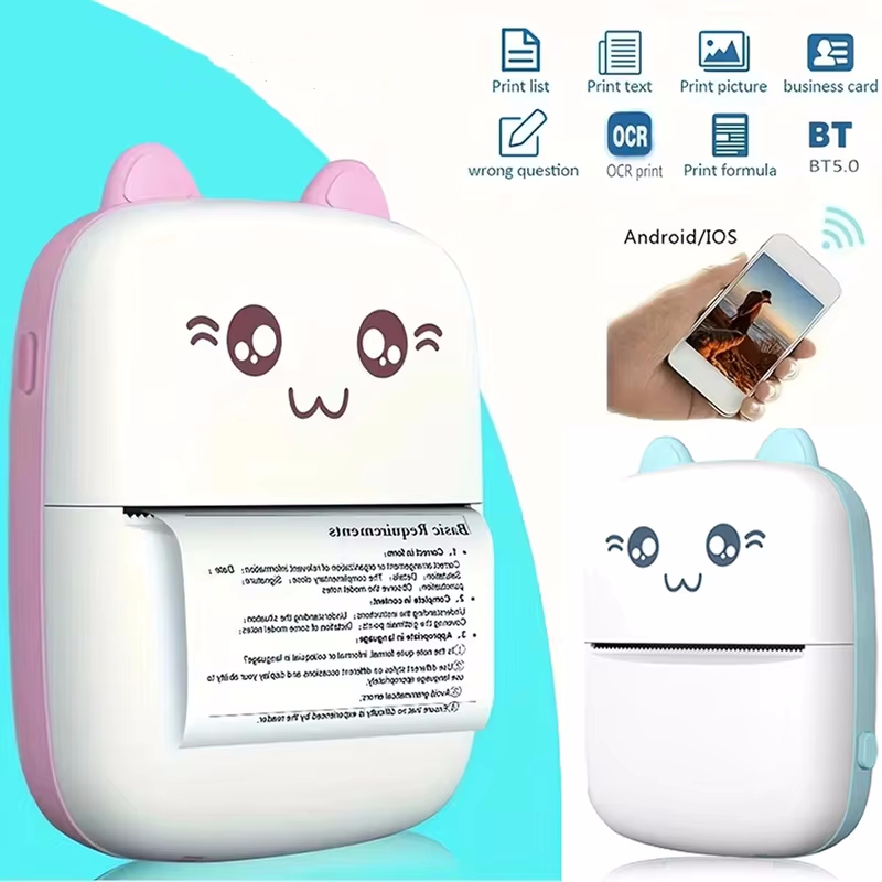 Mini przenośna drukarka termiczna z nadrukiem kieszeni na zdjęcia termiczna drukarka etykiet 58mm drukowanie bezprzewodowe drukowanie Bluetooth Android iOS