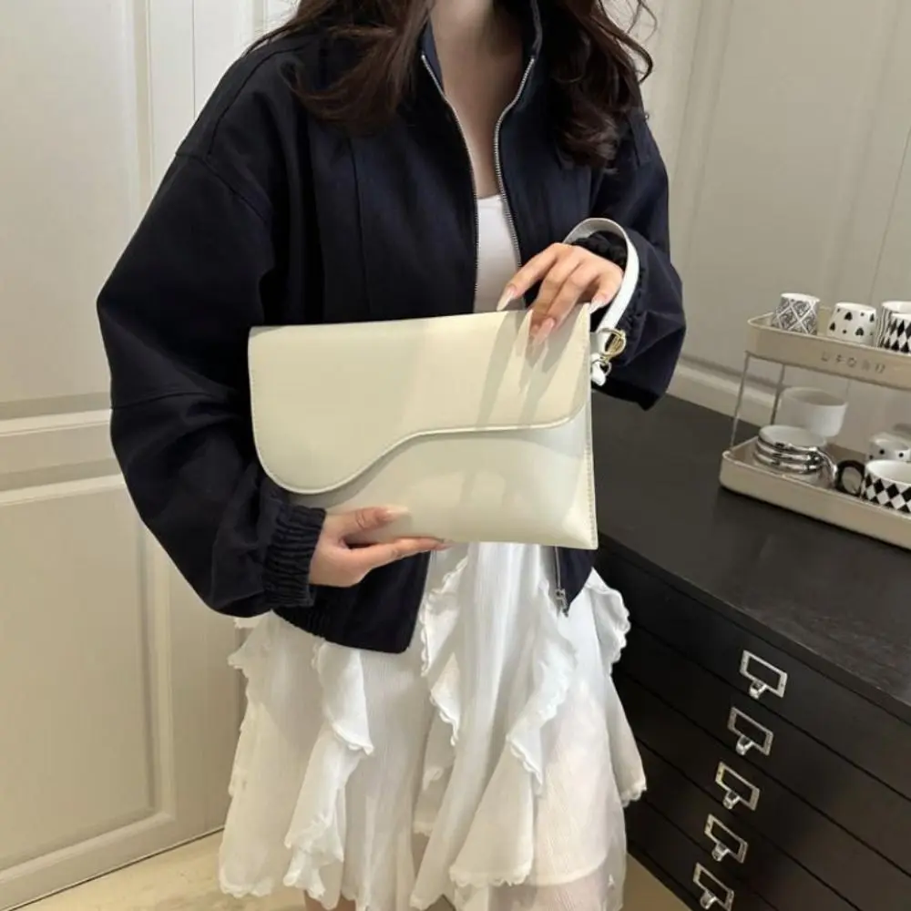 Simple Solid Color File Tote Bag PU Leather Business Briefcase Casual Office Document Handbag Travel