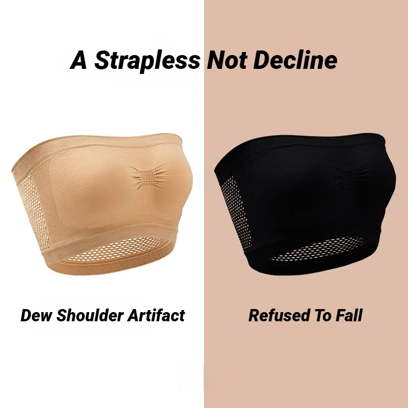 Top corto sin tirantes para mujer, sujetador Bandeau de tubo para el busto, sujetador de verano de malla transpirable, envolturas invisibles para el pecho, Tops de moda alta