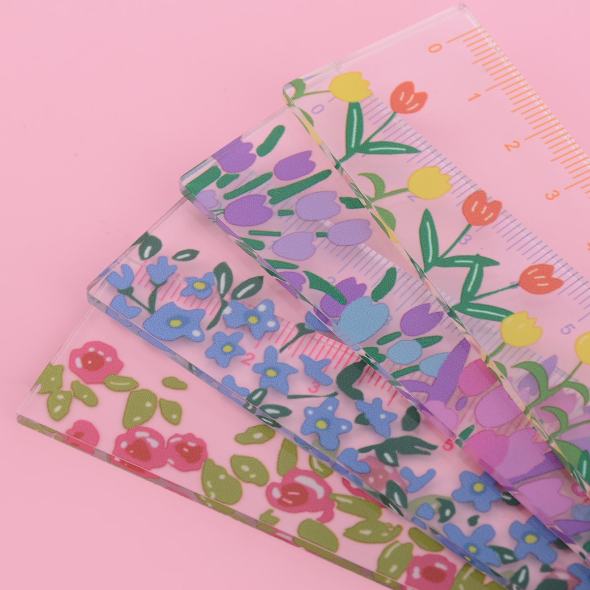 Règle à fleurs transparente coréenne Kawaii, fournitures scolaires Regla, outil de dessin, accessoires PapelBR, règles scolaires, 15cm