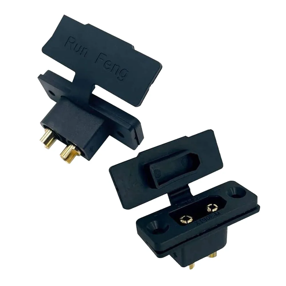 Conector de batería Amass XT90E-M, conector macho XT90E chapado en oro con funda protectora de PVC, tapa antipolvo para Dron de avión RC