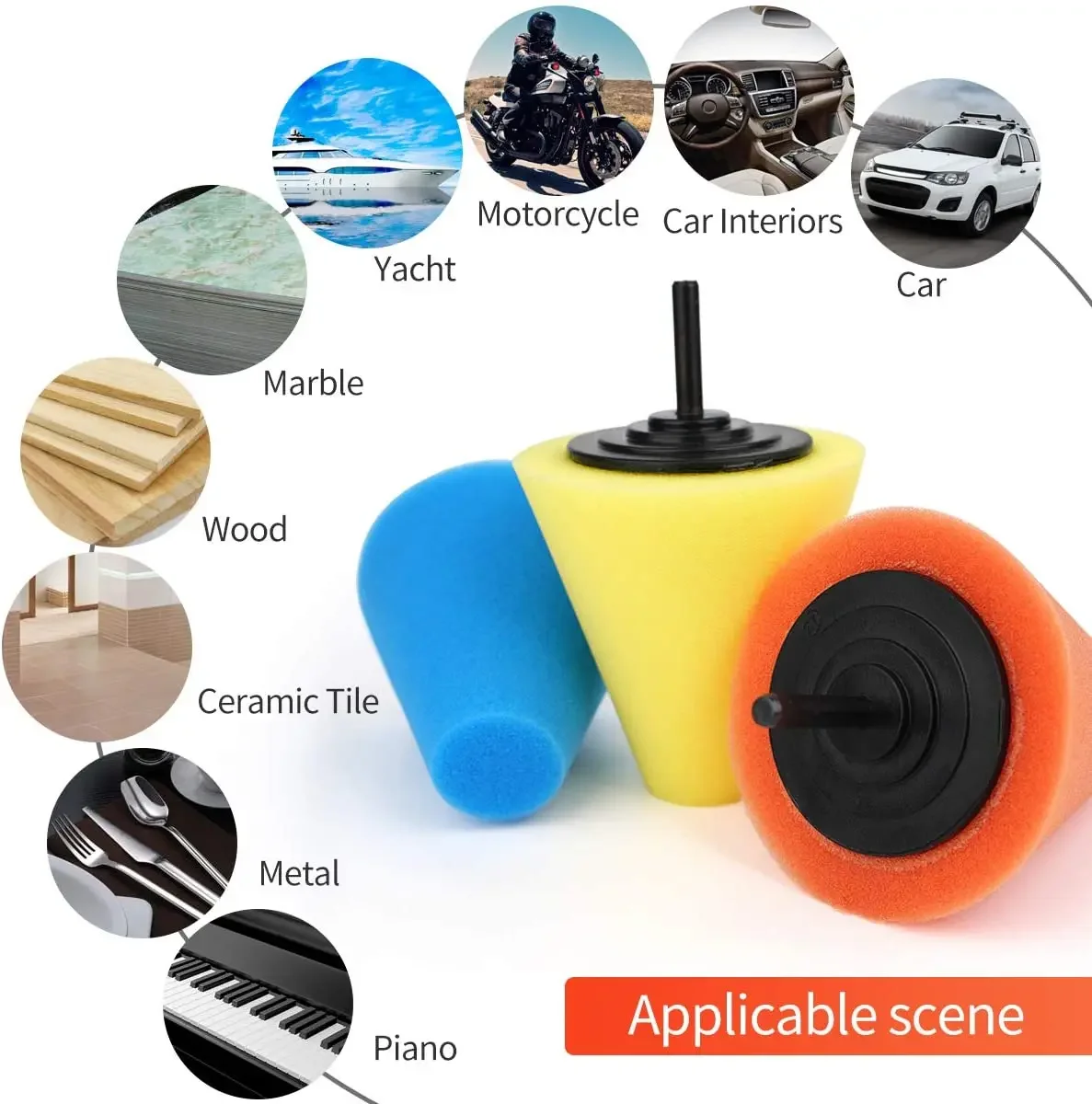Đánh Bóng Xe Miếng Lót Đệm Phồng Xốp Bọt Biển Hình Nón Máy Đánh Bóng Đệm Miếng Lót Ô Tô Bộ Dụng Cụ Lấy Ráy Tai Cho Bánh Xe Trung Tâm Đèn Pha Đánh Bóng