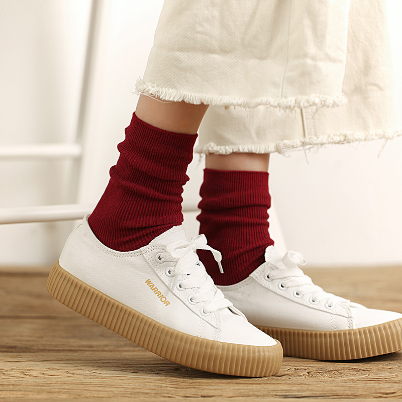 Nuevo Color Harajuku Retro mujer señora calcetines sueltos de algodón invierno en tubo coreano púrpura azul amarillo rosa diseñador Navidad lindo