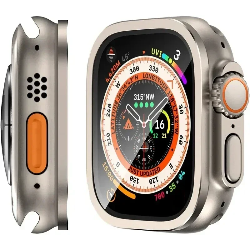 2 個強化ガラス Apple Watch Ultra 49 ミリメートルスクリーンプロテクターアンチスクラッチ HD メタルバンパーフルフィルム IWatch Ultra 49 ミリメートル