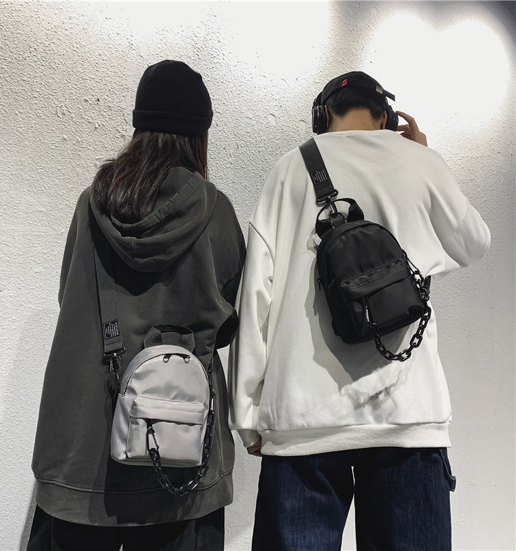 Bolsa  de Corrente Estilo Street Harajuku Japonês para Mulheres, Bolsa de Peito Esportiva com Personalidade, Bolsa Vintag...