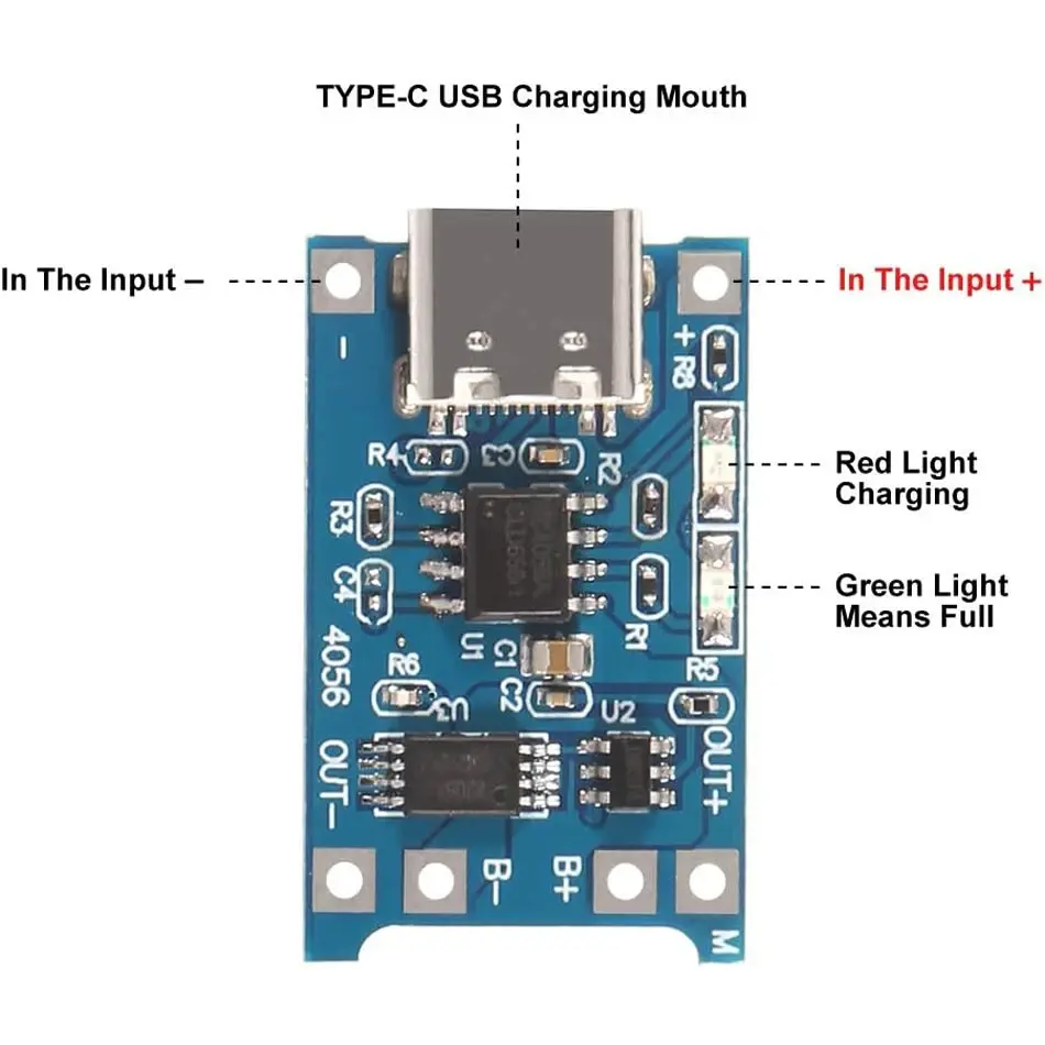 10pcs 5V 1A 18650 Lithium Battery Charging Board PLR TP4056 Lithium Charging Mini/Micro USB Type C Charge Module With Protect
