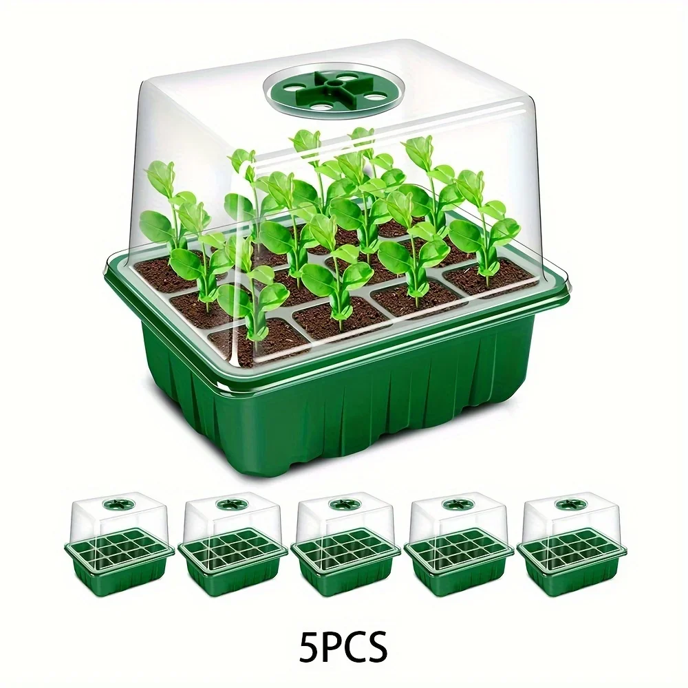 Bandejas de partida de mudas elevadas com luz de planta com cúpulas de umidade Bandeja de célula transparente Umidade 6/12 células + LED Grow Light