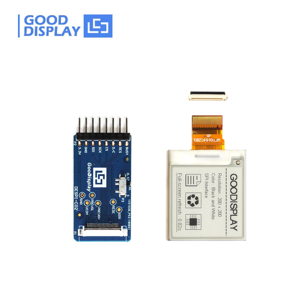 1,54-дюймовый дисплей 200x200 ESP8266 E-Ink с Epaper HAT, GDEW0154M09 с платой адаптера