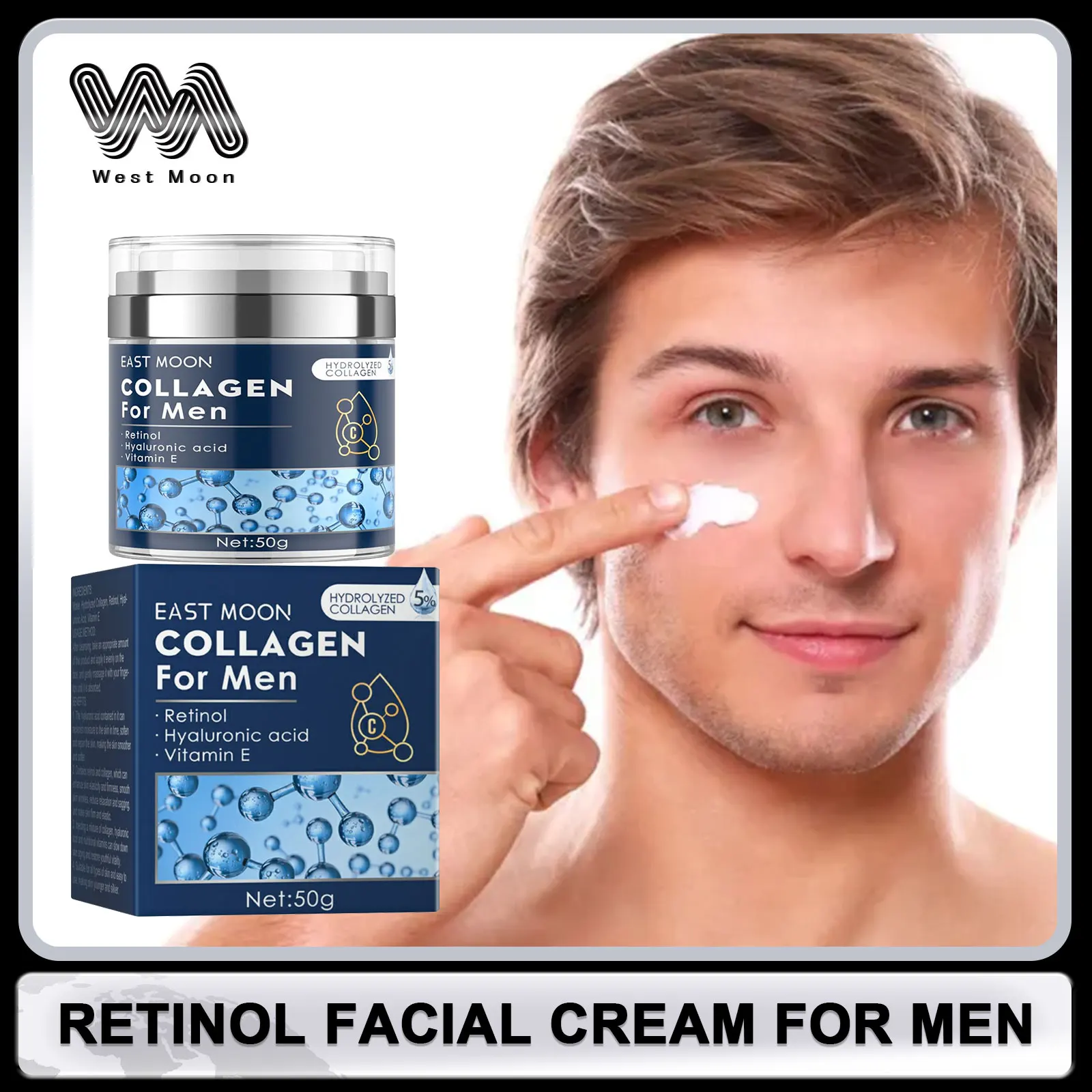 Creme facial de retinol para homens, firmador, levantamento do pescoço, linhas finas, anti-inchaço, hidratante, nutritivo, produto para a pele facial