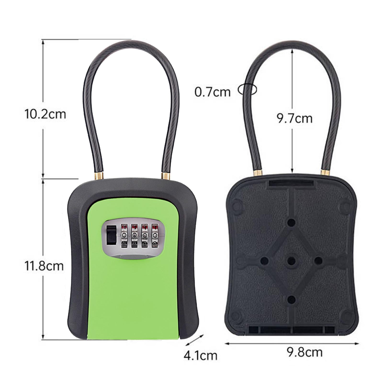 Caja de Seguridad con cerradura de llave con combinación de 4 dígitos, cadena extraíble, portátil, resistente a la intemperie para llaves de casa, llaves de coche resistentes