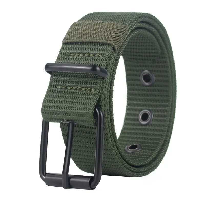 Cinturón de lona perforada, cinturón con hebilla de aguja para hombre, versión coreana juvenil para estudiantes, cinturón vaquero versátil, entrenamiento militar, extensión