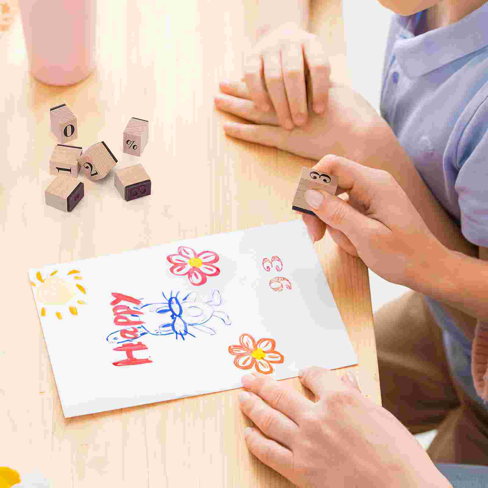 Wooden Stamp Set Wax Seal Kit Fox Advent Calendars Stamps for Kids Scrapbook Numbers