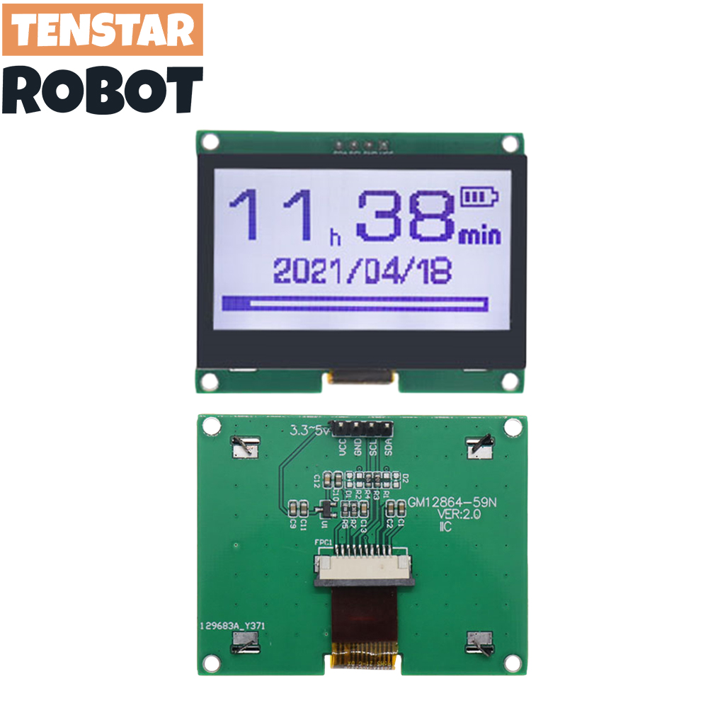 TENSTAR 12864-59N IIC 4P LCD Module I2C ST7567S COG Graphic Display Screen Board LCM Panel 128x64 Dot Matrix Screen