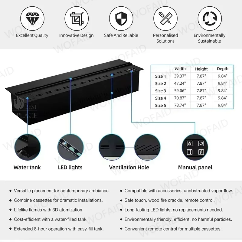3D Vapor เตาผิงไฟฟ้าสําหรับห้องนั่งเล่นสมาร์ทจําลองเปลวไฟ Atomization App ควบคุมเตาผิงขาตั้งทีวี Fire Place