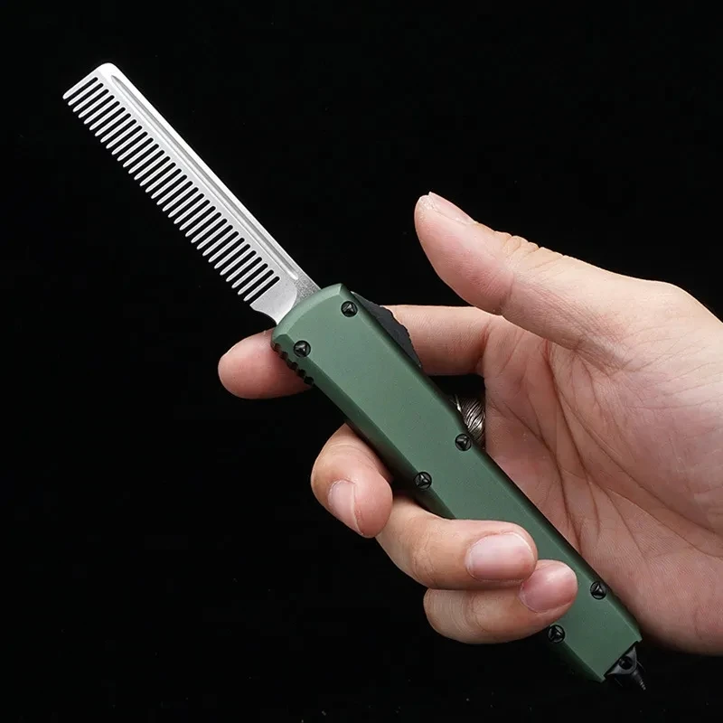 Aviation Aluminum Comb EDC Straight Jump Automatic Telescopic Creative Tool 420 Steel Comb Mini Portable EDC Tool