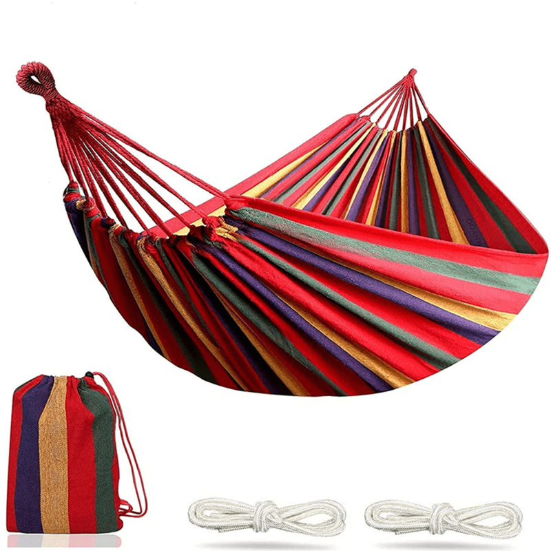 เดี่ยวกว้างผ้าใบหนาเปลญวนกลางแจ้งCamping Backpackaging Leisure SwingแบบพกพาแขวนเตียงSleeping Swing Hammock