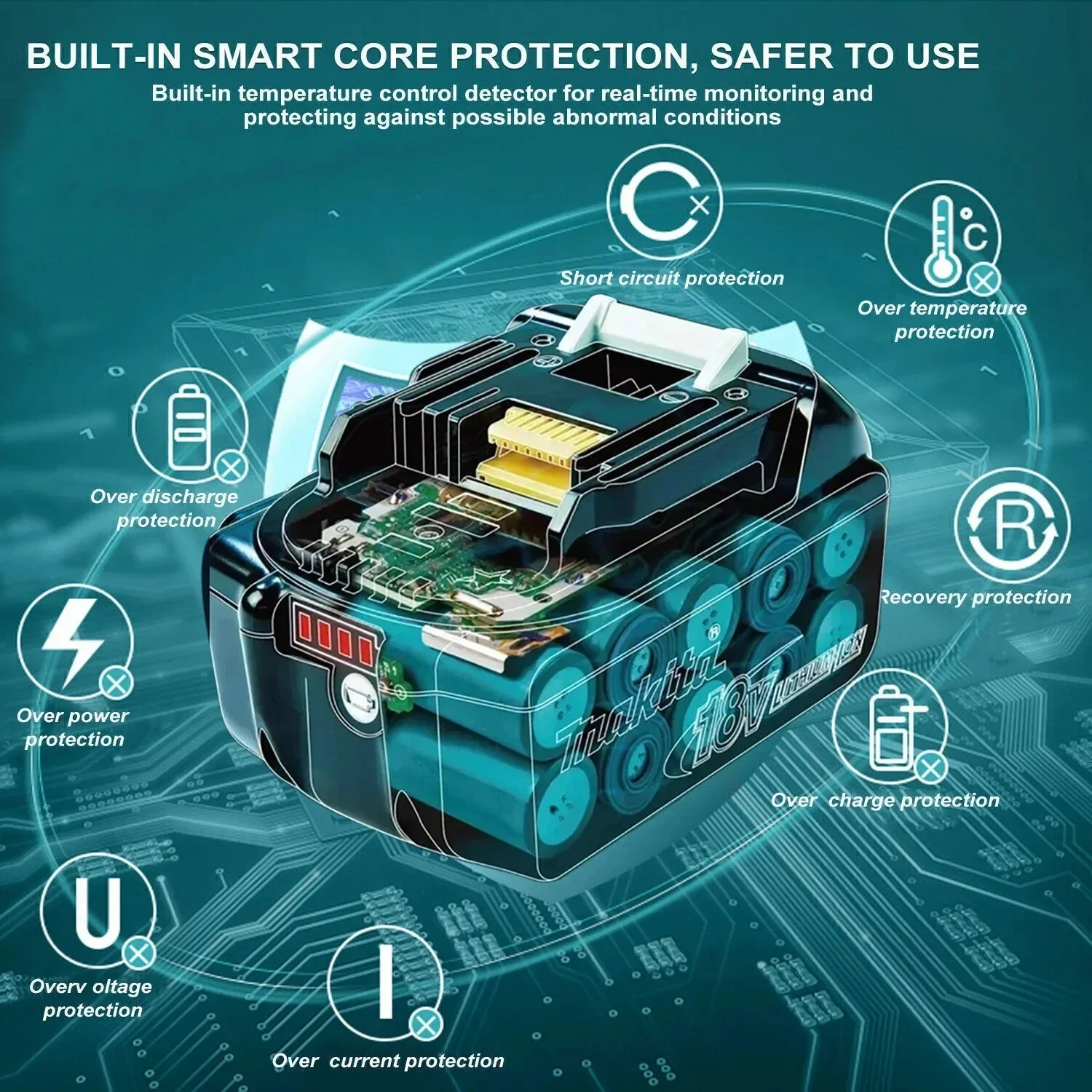 Оригинальный аккумулятор Makita 6 Ач/5 Ач/ Makita 18 В BL1830B BL1850B BL1850 BL1840 BL1860 BL1815, сменная литиевая батарея