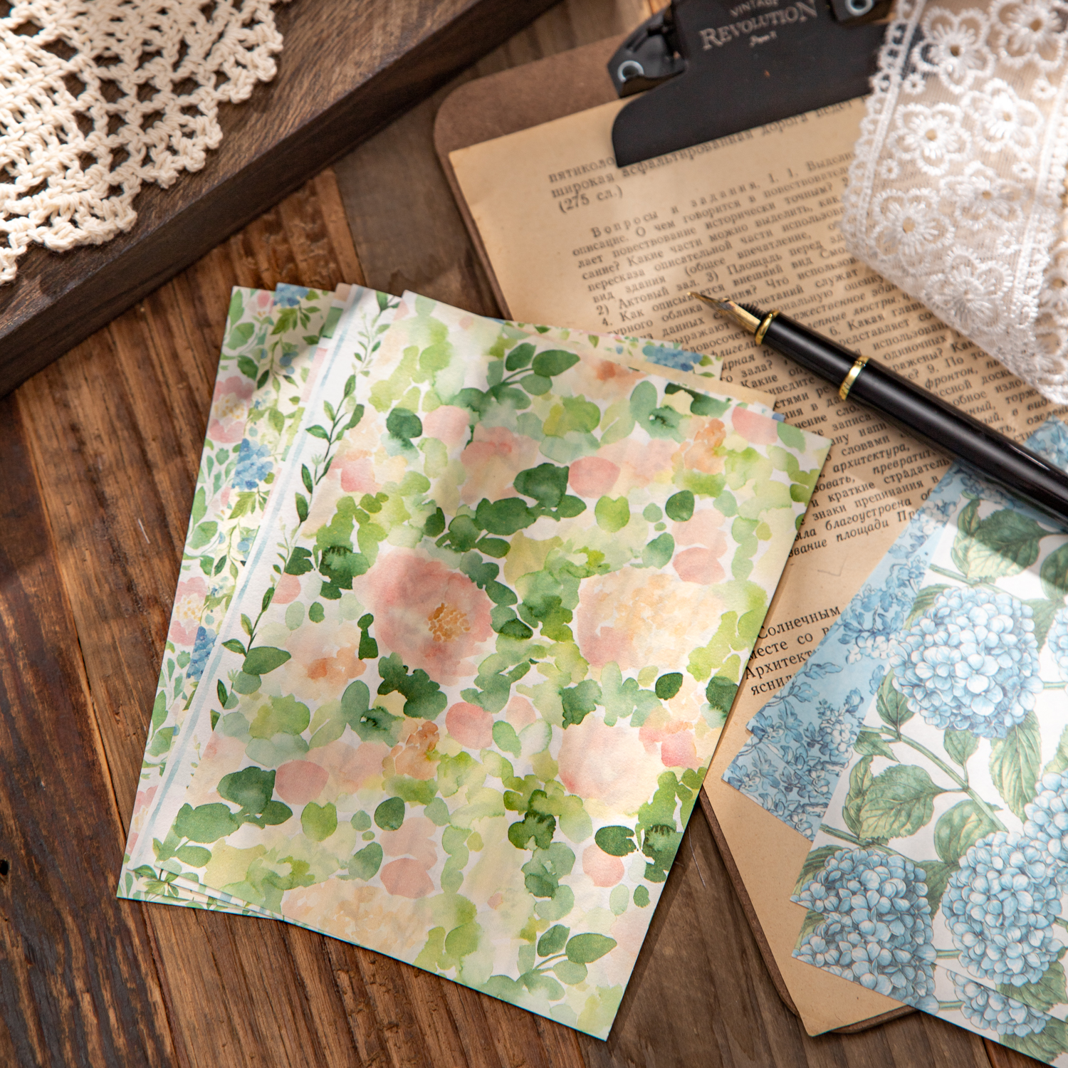 50 Sheets Vintage Floral patter Materials Paper DIY Scrapbooking Decor Craft Paper Collage Junk Journal Aesthetics Stationery