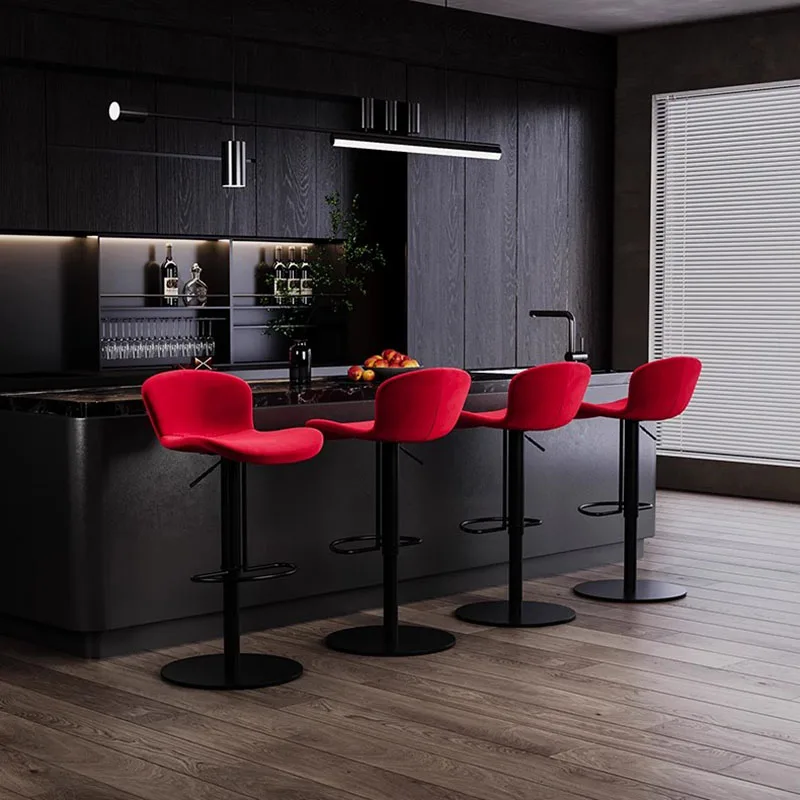 Pink Luxury Barstools Nordic With Back Reception Desks Aesthetic Vanity Bar Stools Swivel Adjustable Banqueta Trendy Furniture