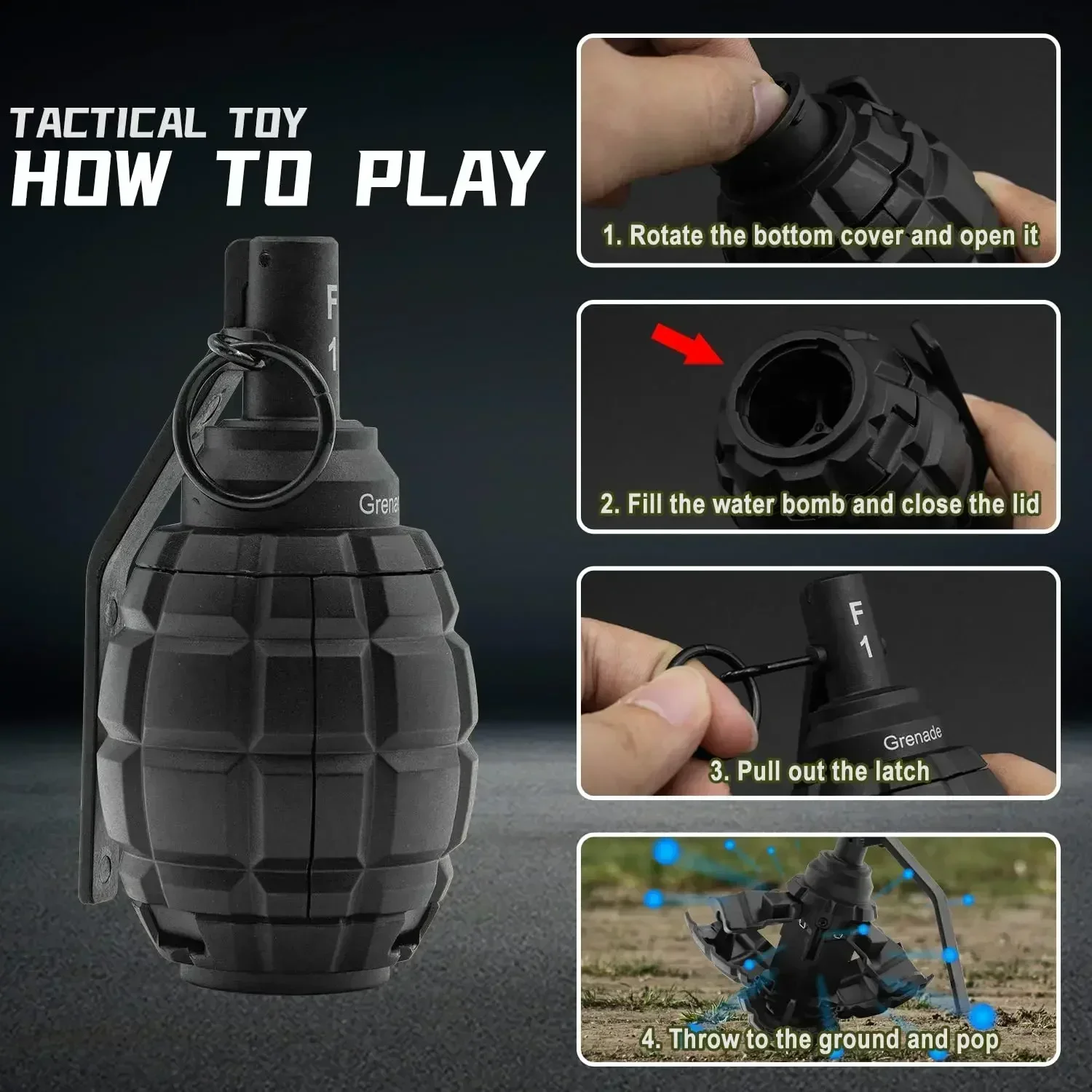 APlastic Hand Grenades Toy Dummy Grenade Model with Waterball for Tactcial Airsoft Paintball Role Play Prop CS Battle Game