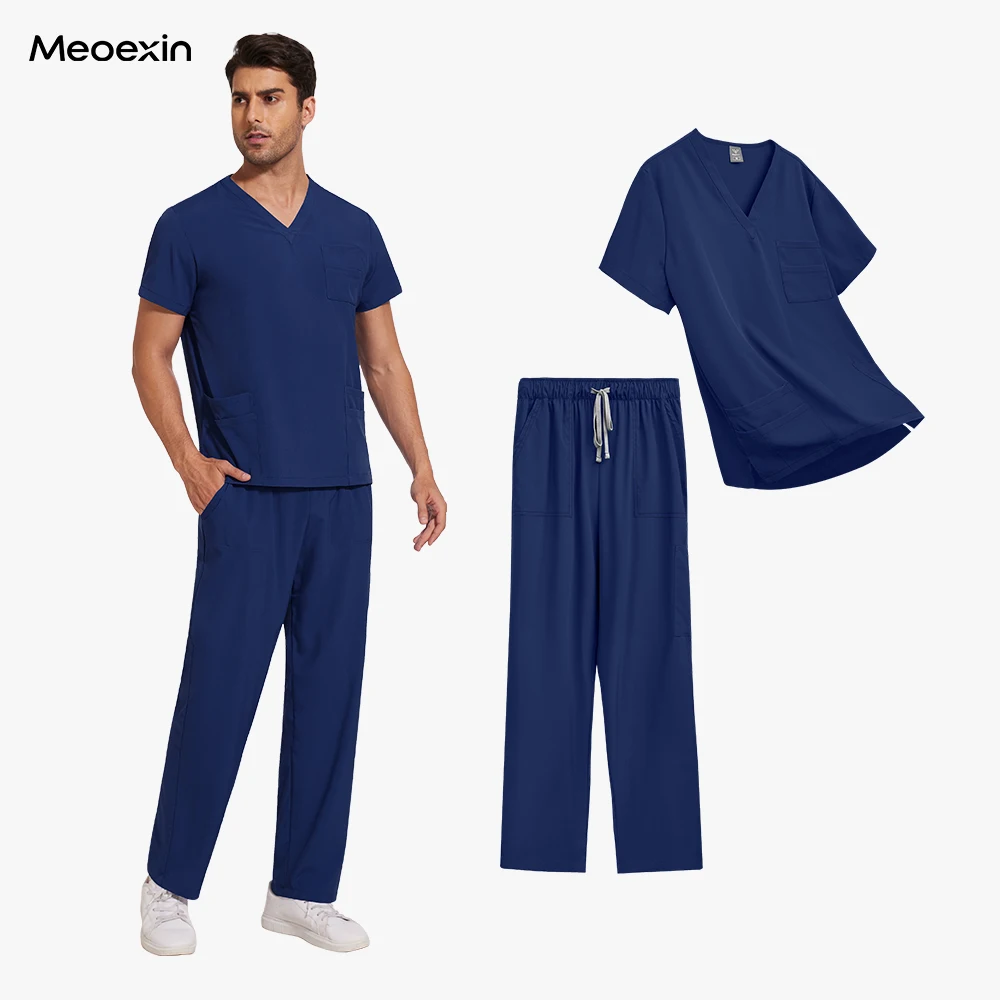 Unisex Oddychający Medyczny Strój Pielęgniarski Elastyczny Antyzmarszczkowy Uniform Chirurgiczny Damski Dentystyczny Kliniczny Męski Top i Spodnie
