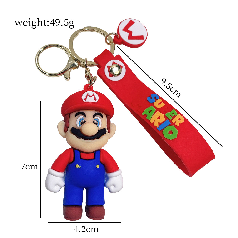 New Super Mario Bros Keychain Action Figure Pendant Cute Cartoon Character Toy Doll Model Decoration Kid Birthday Gift