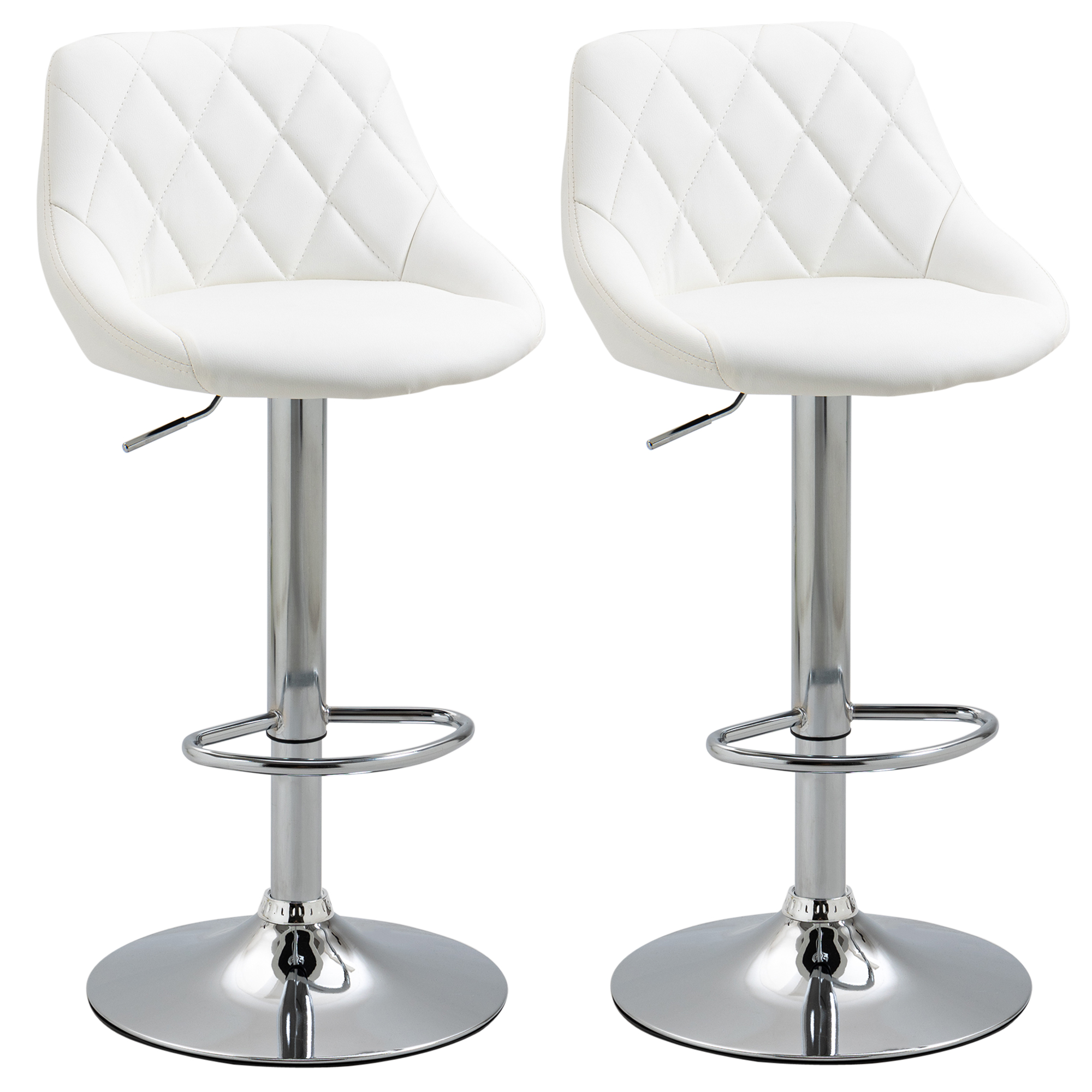 Homcom 2 drehbare Hocker höhen verstellbar und Fuß stütze 46x48x104cm weiß
