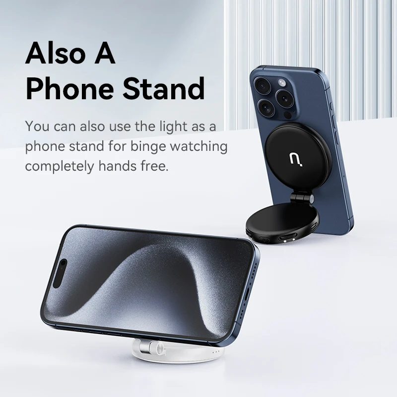 Ulanzi LM19 MagSafe Light Portable Selfie Light for iPhone 16 15 14 13 12 Pro Max Fill Light Phone Stand for Selfie Video Vlog