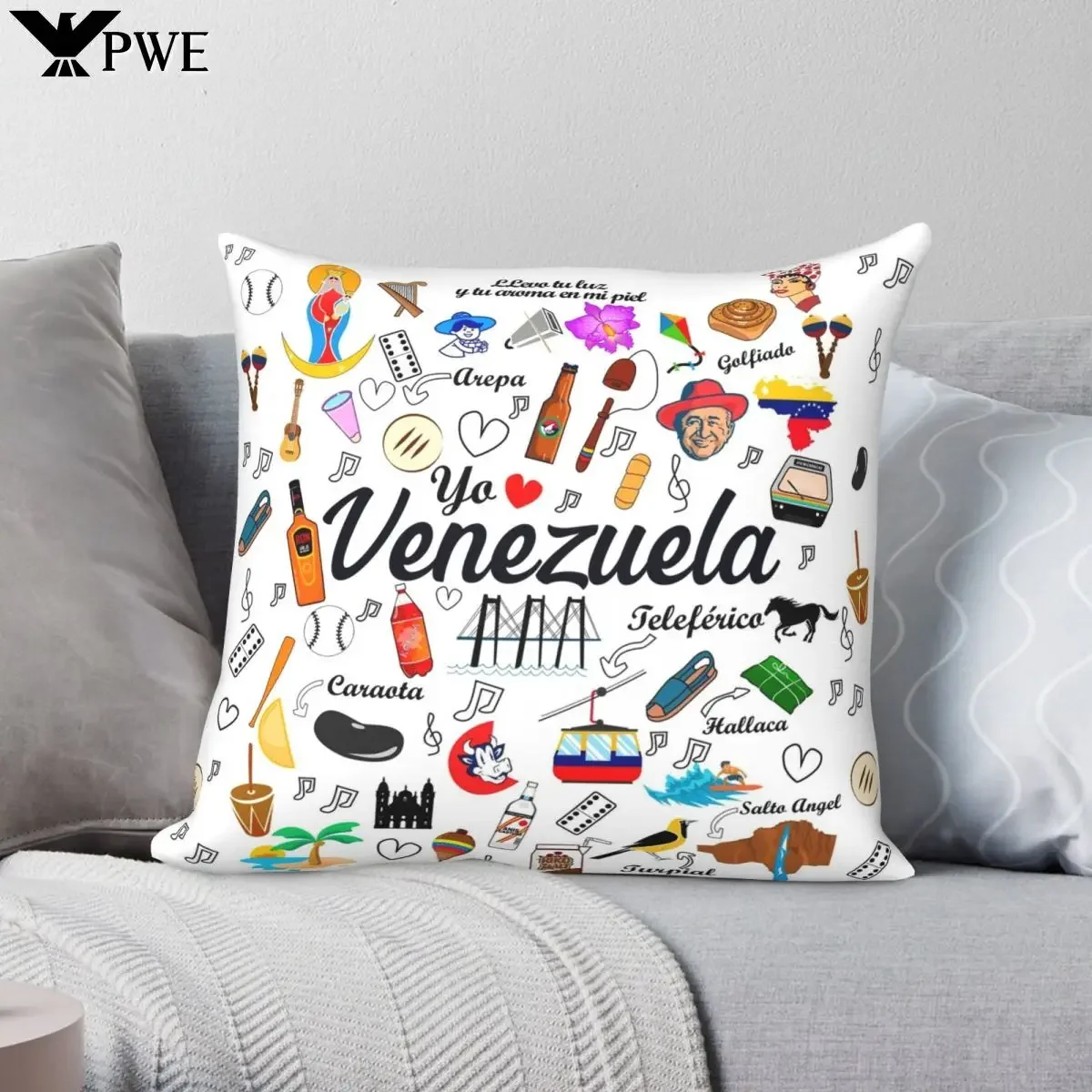 Funda de cojín para sofá con estampado de orgullo Venezuela, funda de almohada, decoración del hogar, ropa de cama para coche y fiesta