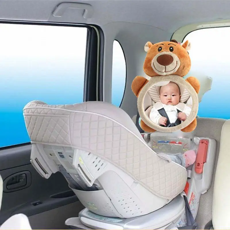 16FE -Auto für Sitzspiegel Spaß Design Verstellbares sicheres Hintern für Sitzsicherheitsklammern lächelnd brauner Bär Easy View