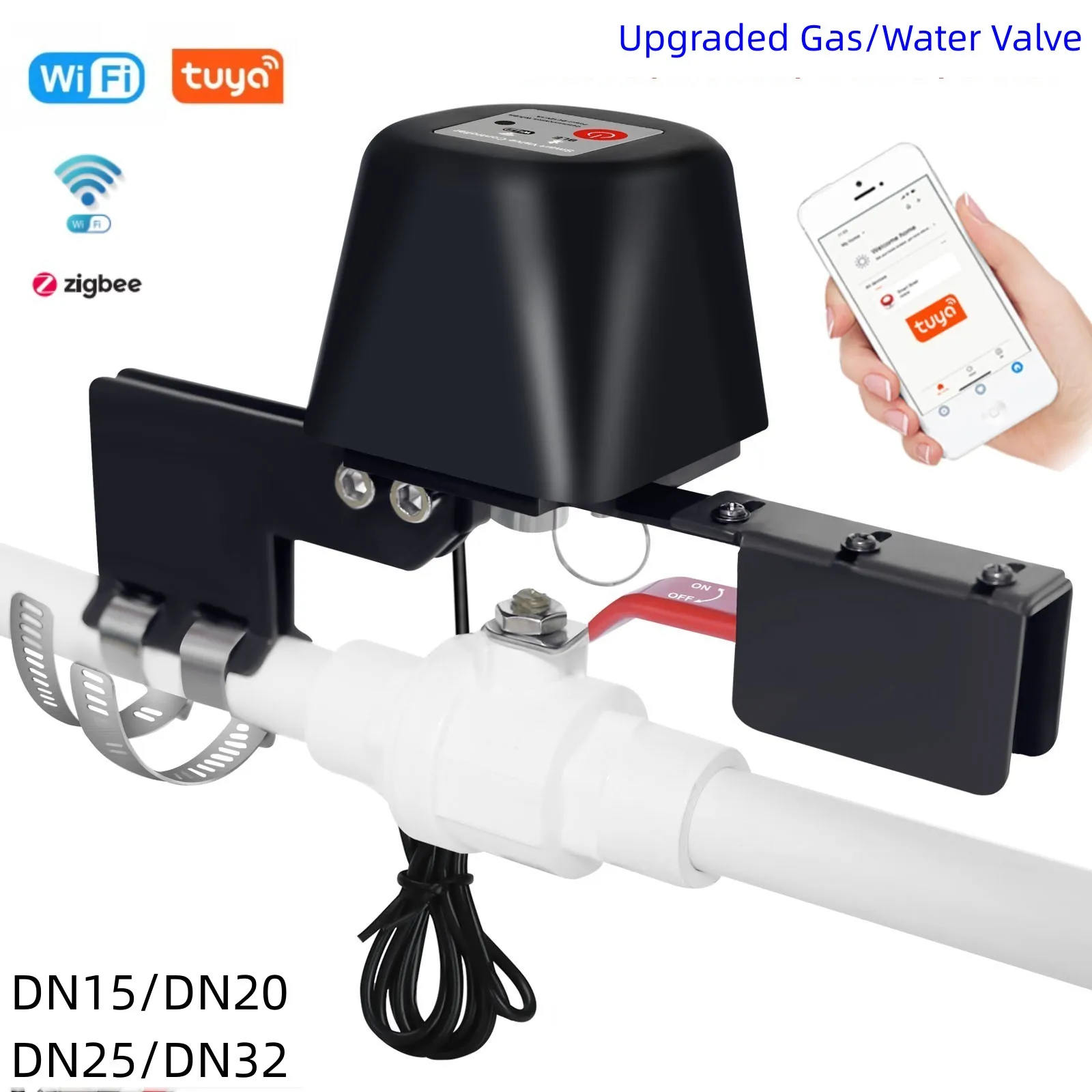 Tuya wifi zigbee controlador automático de válvula aquecedor água gás casa inteligente manipulador controle remoto trabalho com alexa google casa
