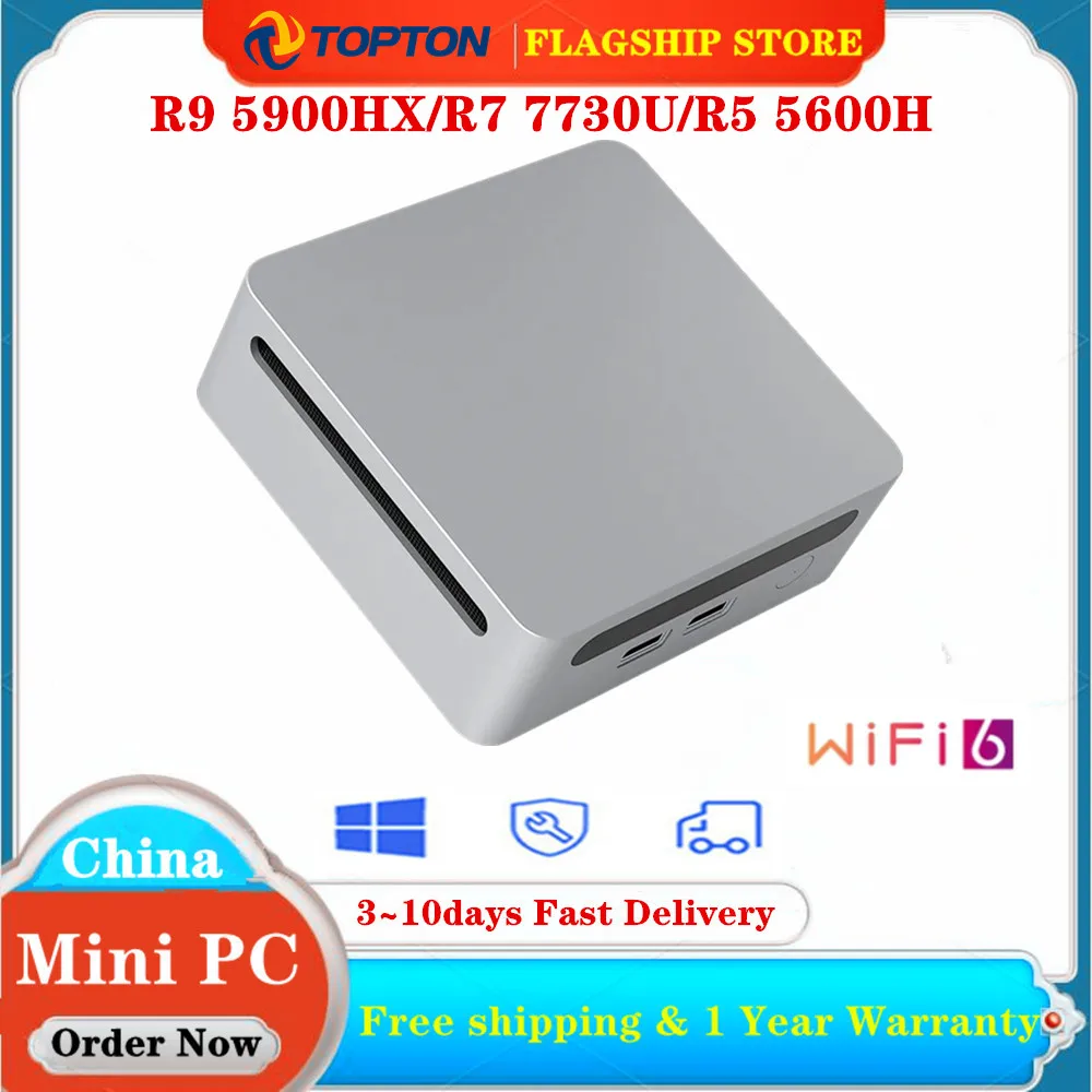 2024 Topton Neuer Gamer-Mini-PC AMD Ryzen 9 5900H 5800U Windows 11 2xDDR4 2x NVMe Gaming-Mini-Computer Barebone 8K HTPC WiFi 6 BT5.2