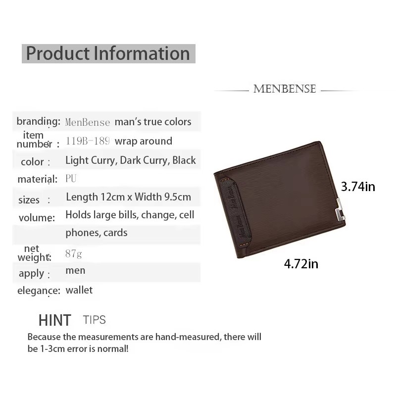 Cartera corta multifuncional para hombre, tarjetero con borde de hierro, cajón de cuero PU, cartera de mano a la moda, superventas, 1 ud.