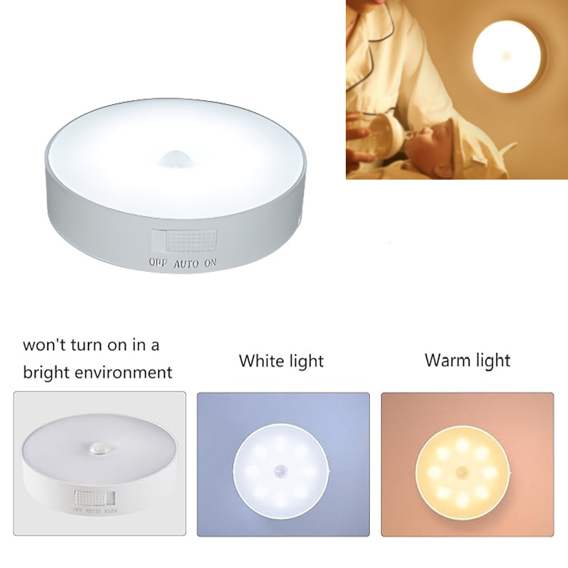USB перезаряжаемый датчик движения, светодиодный ночник, украшение стены, ночник для спальни, светильник для кухонного шкафа, детский ночник