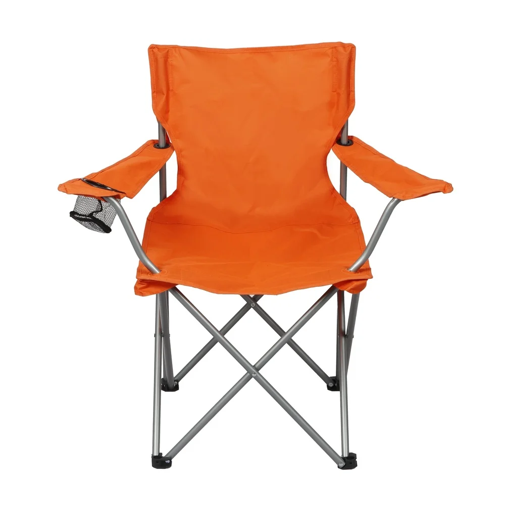 2 Pack Folding Camp Chairs with Cup Holder Portable Quad Frame Durable Outdoor Seating Tailgating Camping Sports Events
