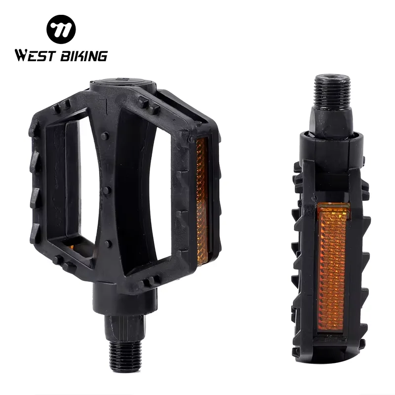 แป้นเหยียบจักรยานเด็ก WEST BIKING น้ำหนักเบาพิเศษ กันลื่น ผลิตจากพลาสติก ABS พร้อมแถบสะท้อนแสงเพื่อความปลอดภัย สำหรับเด็ก ขนาด 9/16 1/2