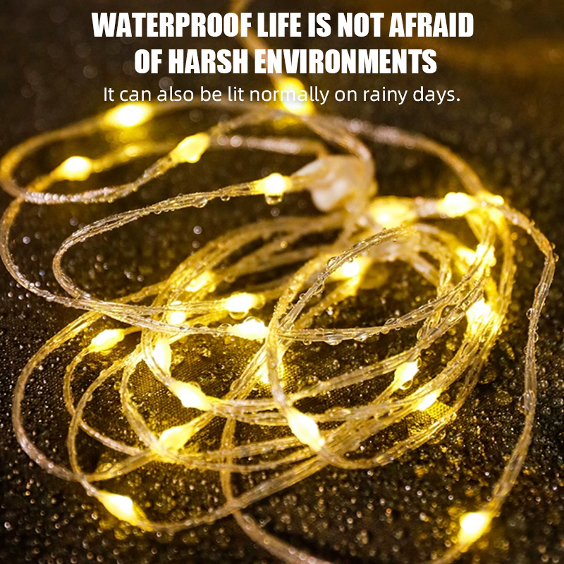 Guirlande lumineuse LED Portable pour Camping, 1800mAh, Rechargeable, 8m, pour tente d'ambiance extérieure, décoration de mariage et de noël, bande étoile