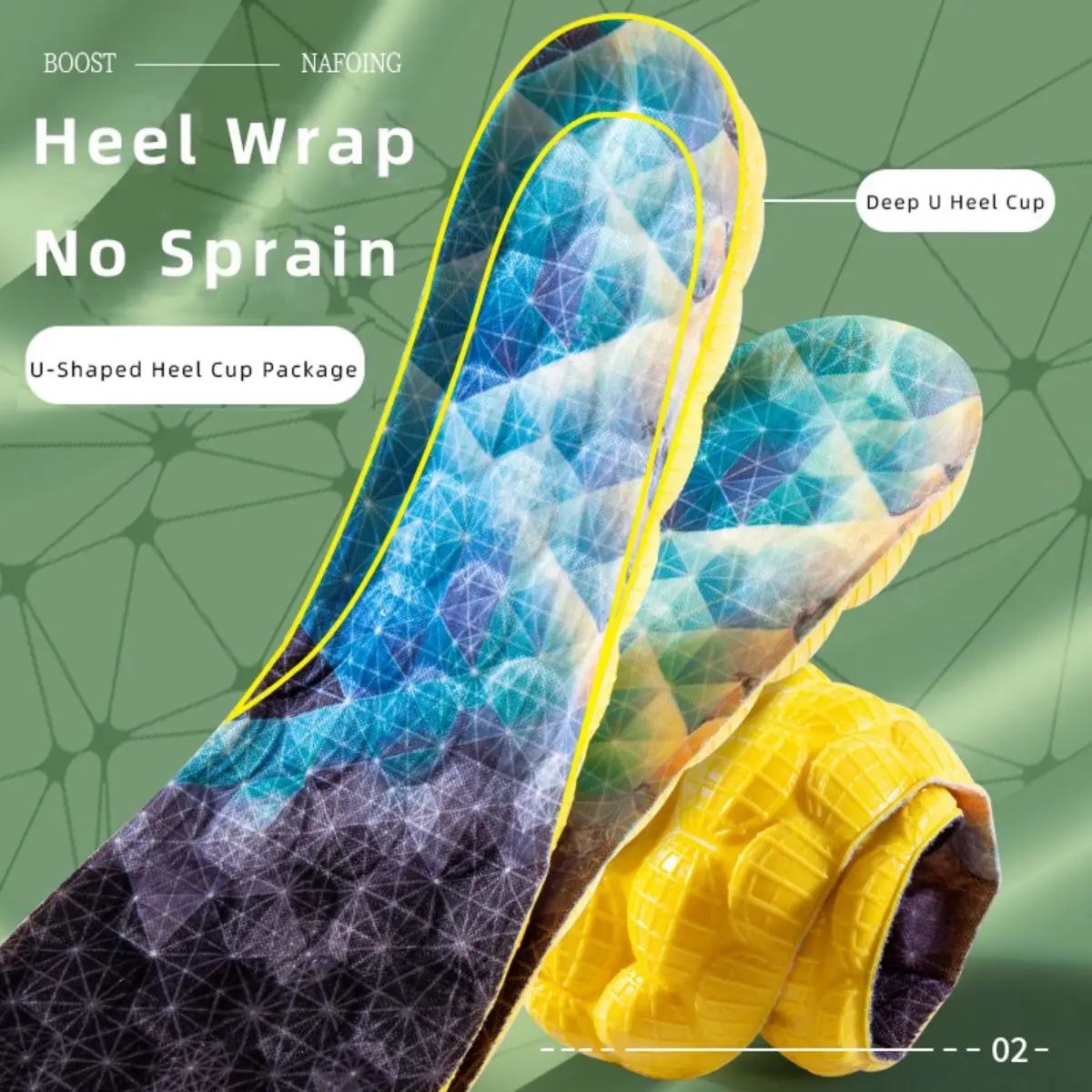 4D Cloud Technologyt High Elasticity Sports Deodorant Insoles for Shoes Yellow PU Sole Breathe for Feet Men Running Insole1Pair