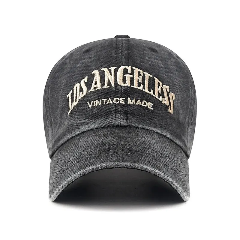 Neue weiche Top gewaschen Vintage beschichtete Stoff kappe drei dimensionale Stickerei Sonnenhut Distressed weiße lässige Baseball kappe
