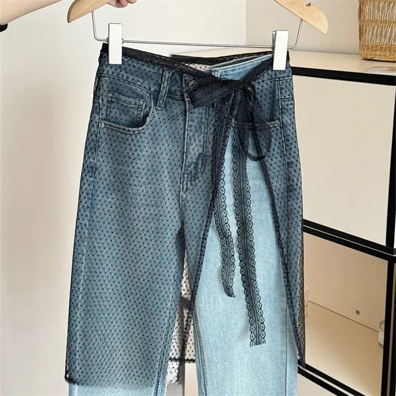 Falda de gasa en capas de encaje de Blogger INS Y2k, delantal de calle, falda envolvente con cordones, pantalones a juego, falda envolvente Y2k apilada para chica picante