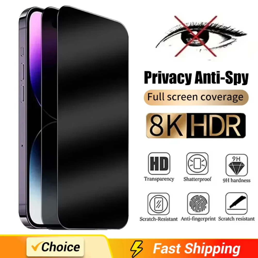 1-2 pezzi protezione schermo privacy copertura completa per iPhone 17 16 15 13 11 14 12 Pro Max Plus 16E 17Air Xs Max vetro temperato anti-spia