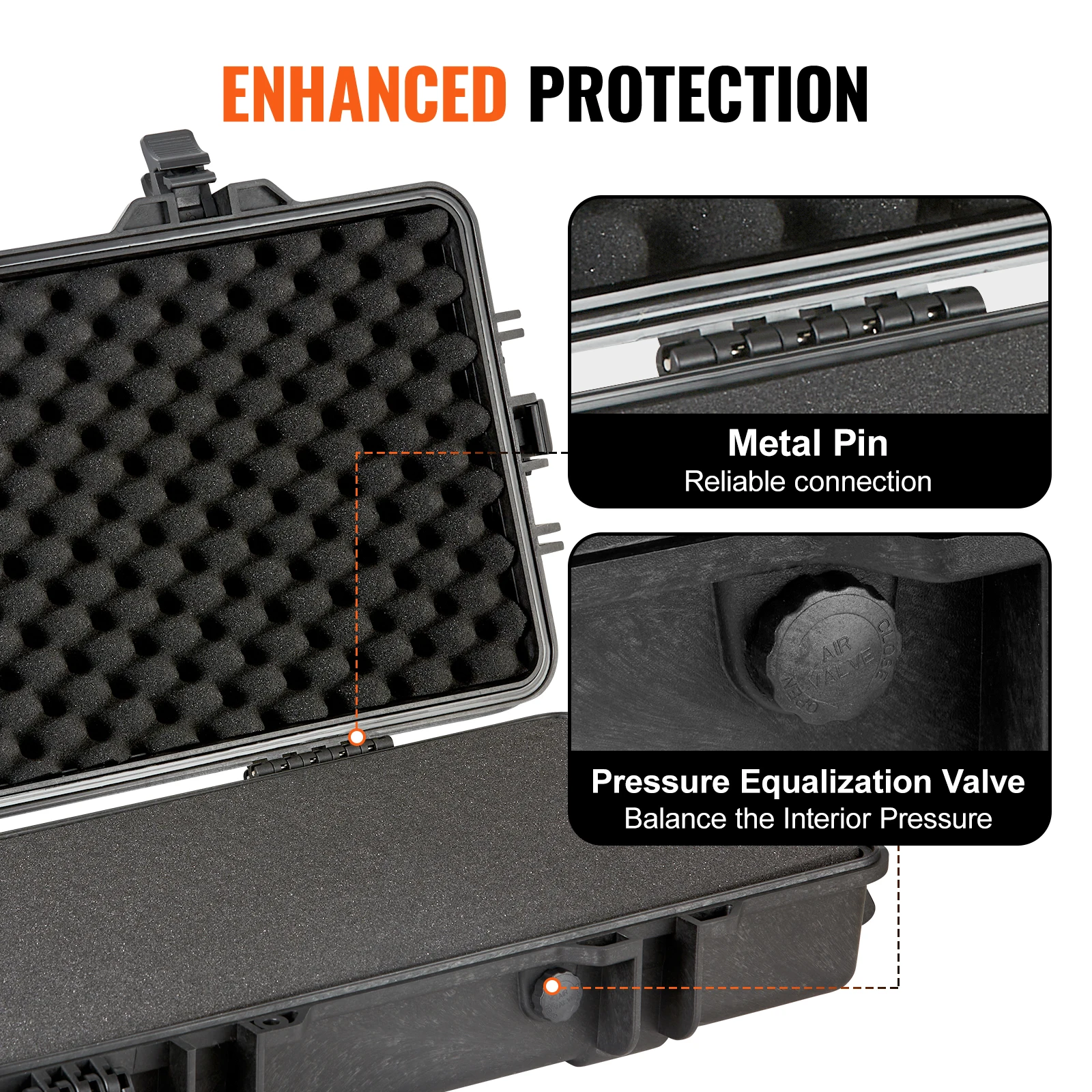 SucceBuy Rifle Hard Case Portátil Longo Mala de armazenamento de arma com 2 rodízios à prova de choque e à prova d'água Airsoft Rifle Capa protetora