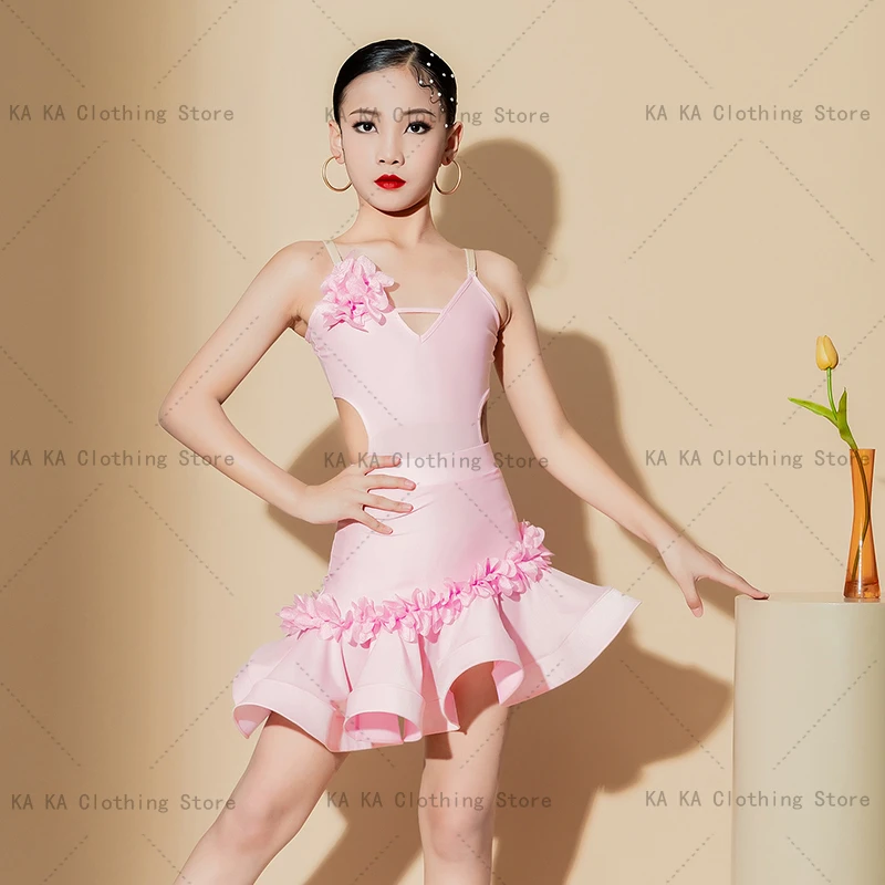 Zwart Cha Cha Rumba Latin Dans Kostuum Meisjes Dans Jurk Tango Dans Jurken Meisje Prestaties Pak Kinderen Latin Praktijk Kleding