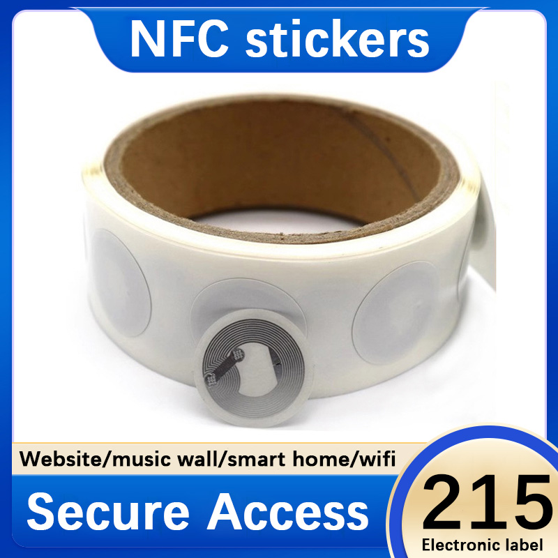 NFC 215 Self-Adhesive NFCป้ายสติกเกอร์ 13.56MHz ISO14443AสีขาวUniversal 215 โทรศัพท์มือถือใช้โปร่งใสป้ายกาว