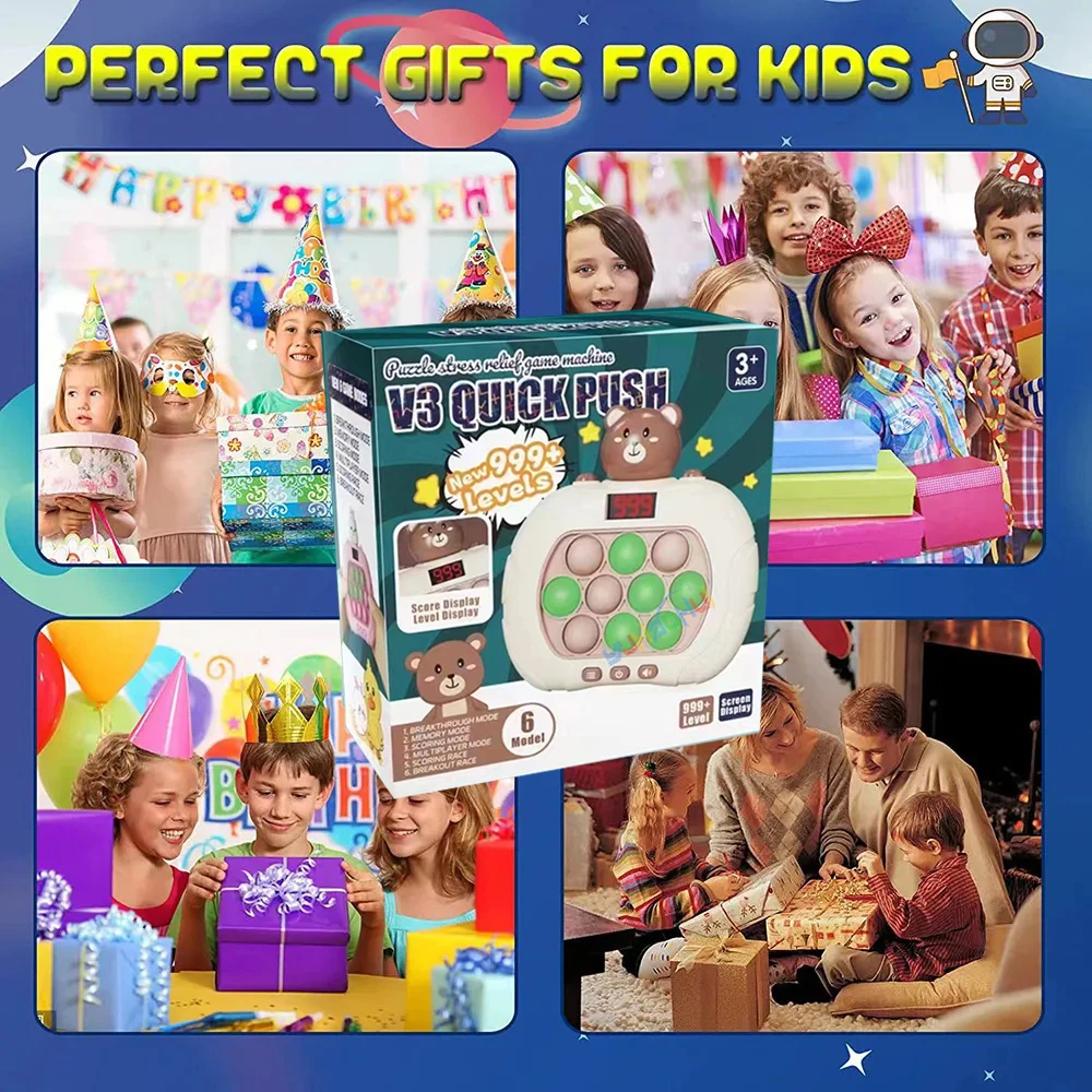 Pop Light Fidget เกม Quick Push Bubble เกมแบบพกพามือถือของเล่นเด็กของขวัญเด็กเครื่องบรรเทาความเครียดของเล่น