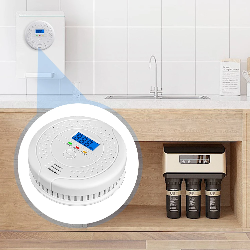 Digital CO Alarm Audible and Visual Alarm Battery Powered Warning Alarm Sensor Portable CO Detector for Home Warehouse
