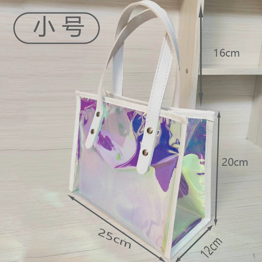 ใหม่ชายหาดเลเซอร์เยลลี่กระเป๋าสีสันสดใสกระเป๋าถือ 2 ชิ้นชุดสํานักงานสไตล์ PVC ขนาดใหญ่ความจุของขวัญกระเป๋าปรับแต่งโลโก้