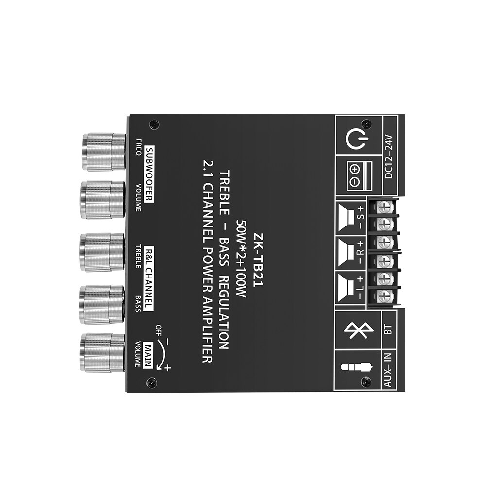 ZK-TB21 Bluetooth 5.0 ซับวูฟเฟอร์เครื่องขยายเสียง 50W * 2 + 100W 2.1 Channel Power Audio สเตอริโอเบส AMP TPA3116D2