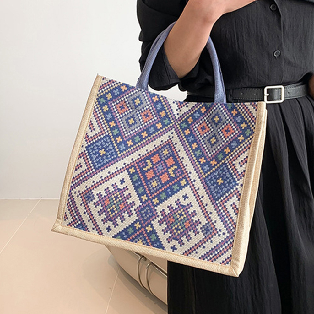 Bolso de hombro de gran capacidad para mujer, bolso de mano de estilo étnico, bolso de mano Retro